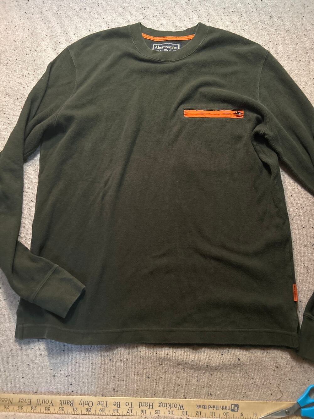 Abercrombie VTG 90s Heavyweight Long sleeve Men's Shirt Hunter Green Orange XL